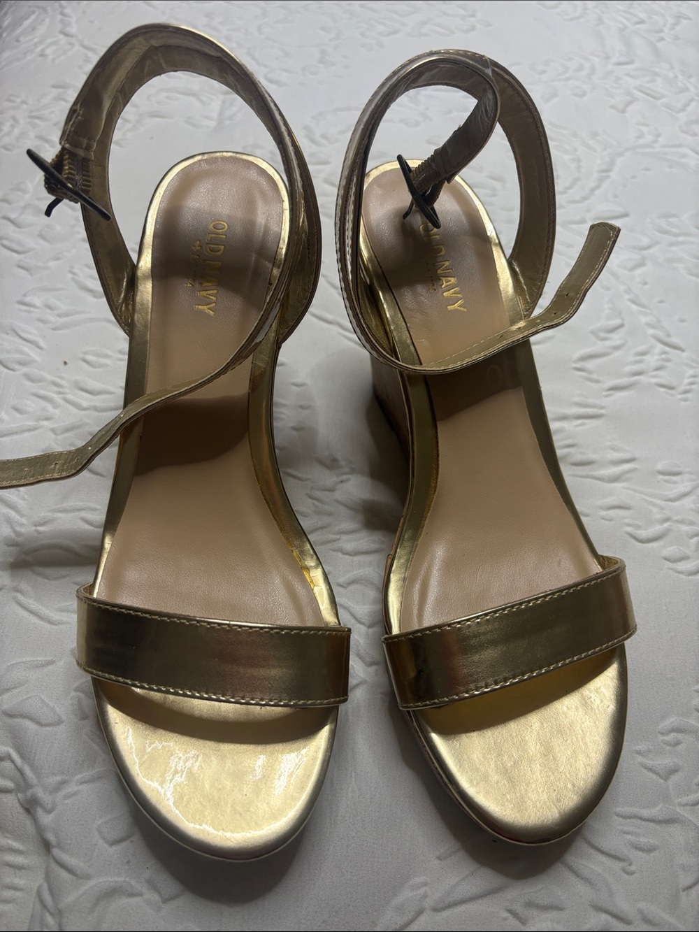 Old Navy Gold Ankle-Strap Block Sandals